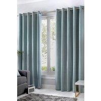 Fusion 'Sorbonne' 100% Cotton Light Filtering Plain Dyed Eyelet Curtains in Duck Egg Blue | Size: 229 cm width x 183 cm drop