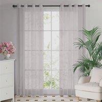 Luxury Living Voile Ring Top Curtain Panel Pair in Silver | Size: 145 cm width x 275 cm drop