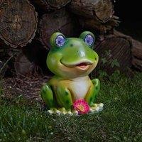 Marco Paul Green Resin Solar Powered Blinking Frog Garden Ornament 25cm