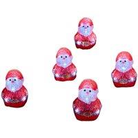 Samuel Alexander Set of 5 Light up Santa Ornaments with 40 Cool White LEDs in Red