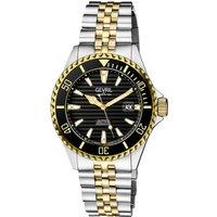 Gevril Men's Chambers Automatic, Sellita SW200 Black dial, T-toned SS IPYG Bracelet Watch in Gold