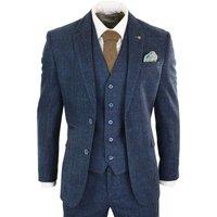 Infinity Leather Men's 3 Piece Tweed Herringbone Vintage Classic Suit in Charcoal | Size: 34R
