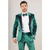 TruClothing Men's 3 Piece Suit Velvet Paisley Shawl Collar Tailored Fit Wedding Tuxedo in Green | Size: 40R