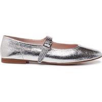Paradox London Women's Parisienne' Flexi Flat Mary Jane Pumps in Metallic Silver | Size: 6