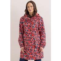 Klass. Women's Hooded Waterproof Animal Print Raincoat in Coral | Size: Medium