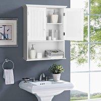 Costway Bathroom Storage Cabinet Wall Mounted Vanity Storage Cupboard w/ Adjustable Shelf in White