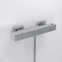Nes Home Square Thermostatic Bar Shower Mixer Valve Chrome in Metallic Silver