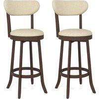 Costway 77CM Counter Height Chairs Set of 2 Swivel High Stool in Beige