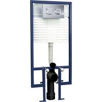 Balterley Dual Flush Cistern with Wall Hung Frame Push Button Plate Chrome in Silver