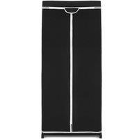 Costway Single Fabric Wardrobe Folding Clothes Closet with Hanging Rail & Zippers in Black