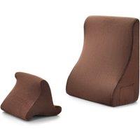 Costway 4 in 1 Bed Wedge Pillow Tablet Pillow Stand Side Pockets High Resilience Foam in Brown