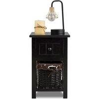 Costway Chest of Drawers Side Table Beside Table Nightstand With One Removeable Baskets in Black