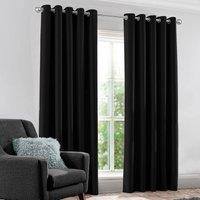 Velosso Modern Blackout Curtains Thermal Ring Top - High-Quality in Black | Size: 137 cm width x 122 cm drop