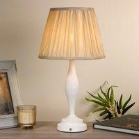 Lighting Collection Rechargeable White Candle Table Lamp in Off-White