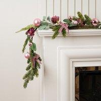 Scottish Everlastings Ltd 150cm Rose Garland with baubles in Dusty Pink