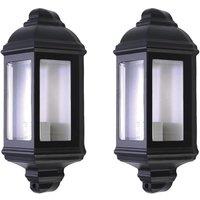 First Choice Lighting Set of 2 Parkins - Black Outdoor Half Lantern Wall Lights