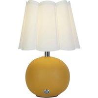 Lighting Collection Rechargeable Ochre Ceramic Table Lamp in Yellow