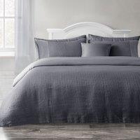 Velosso Waffle Weave Duvet Cover Set - Textured Pillowcase, Button Enclosure in Charcoal | Size: Single