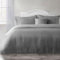 Velosso Waffle Weave Duvet Cover Set - Textured Pillowcase, Button Enclosure in Silver | Size: Double