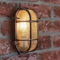 ValueLights Bow Oval Bulkhead IP64 Outdoor Garden Wall Light with Warm White Bulb in Copper