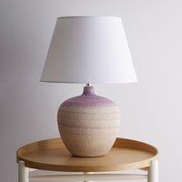 K LIVING Tenby Lilac Table Lamp Glazed Ceramic Base & White Fabric Shade