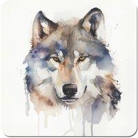 Warren Reed - Designer Wolf Watercolour Coasters - Set of 4 in Brown