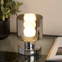 Lighting Collection Rechargeable Chrome Smoke Glass TL in Silver