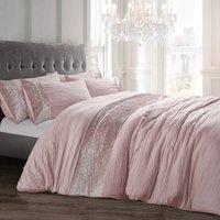 Intimates Diamante Crushed Velvet Duvet Cover & Pillowcase Set in Dusty Pink | Size: King