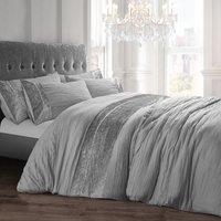 Intimates Diamante Crushed Velvet Duvet Cover & Pillowcase Set in Silver | Size: Single