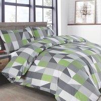 Velosso Jazz Duvet Cover & Pillowcase Set - Printed Cotton Rich in Light Green | Size: Double