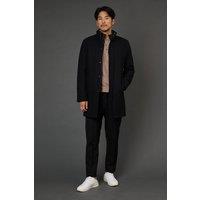 Burton Men's Black Signature Funnel Neck Wool Blend Coat With Insert | Size: Small