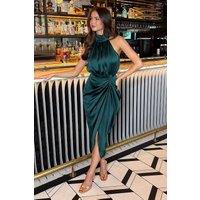 AX Paris Women's Teal Halter Neck Gathered Skirt Midi Dress | Size: 10
