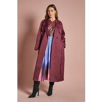 Coast Women's Satin Occasion Belted Trench Coat in Malbec | Size: 10