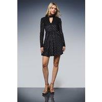Dorothy Perkins Women's Black Spot Devore Long Sleeve Mini Dress | Size: 12