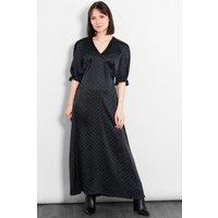 Sarta Women's Elise V-Neck Polka Dot Tea Dress in Black | Size: Medium