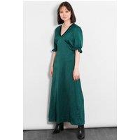 Sarta Women's Elise V-Neck Polka Dot Tea Dress in Green | Size: Medium