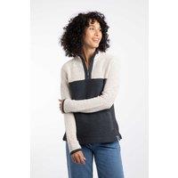 Weird Fish Women's Isla 1/4 Zip Colour Block Macaroni Sweatshirt in Navy | Size: 18