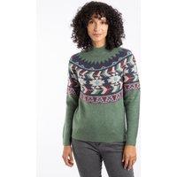 Weird Fish Women's Arelia Ikat Knitted Jumper in Dark Olive | Size: 22