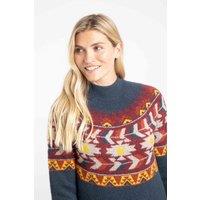 Weird Fish Women's Arelia Ikat Knitted Jumper in Navy | Size: 18