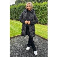 AX Paris Women's Black Hooded Zip Up Padded Gilet | Size: 8