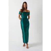Coast Women's Honoured Twill Bardot Column Midi Bridesmaid Dress in Emerald | Size: 14