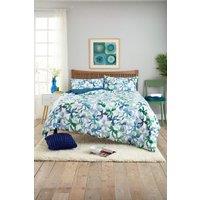 Deyongs Bows Print 200 Thread Count Cotton Rich Duvet Cover Set - Easycare Soft Bedding | 1846 in Blue | Size: Double
