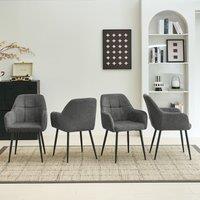 SONARA Ergonomic Set of 4 Dining Chairs with Plush Chenille Fabric in Dark Grey