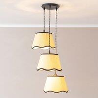 ValueLights Dutton Black Trim Scallop 3 Drop Cluster Black Ceiling Pendant Light with Bulbs in Gold