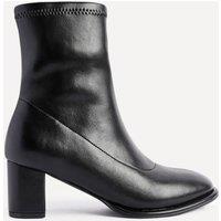 Linzi Women's Rita Black Faux Leather Round Toe Block Heel Sock Boot | Size: 3-Standard Fit