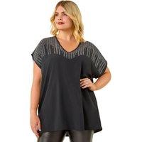Roman Women's Curve Hotfix Woven Top in Black | Size: 16