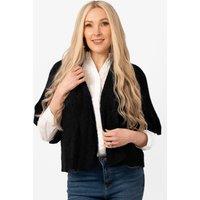 Sarta Women's Amelia Short Sleeve Wool Blend Cardigan in Black