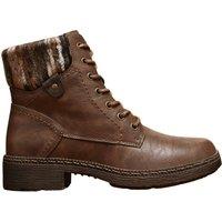 IVACHY Women's Warm Lined Winter Combat Boots with Fur Collar in Tan | Size: 7