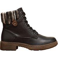 IVACHY Women's Warm Lined Winter Combat Boots with Fur Collar in Black | Size: 7.5