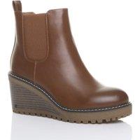 AJVANI Women's High Wedge Heel Chelsea Boots in Camel | Size: 6